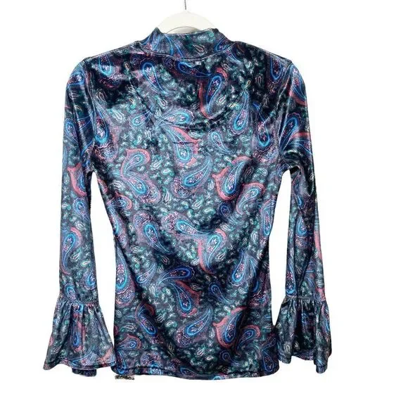 Free People L’amour Velvet Paisley Bell Sleeve Top - Picture 5 of 9